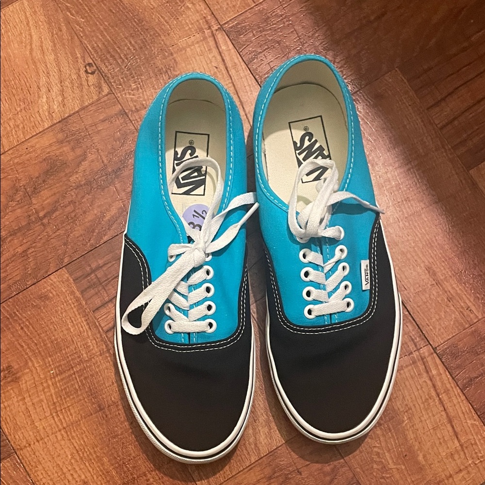 Vans Black and Turquoise Low-Top Lace-Up Sneakers